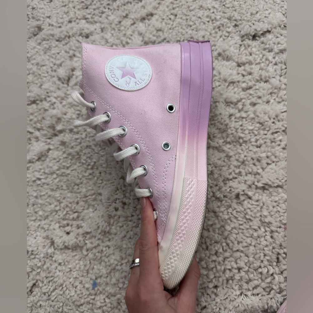 Converse Light Pink High-Tops with Gradient Sole